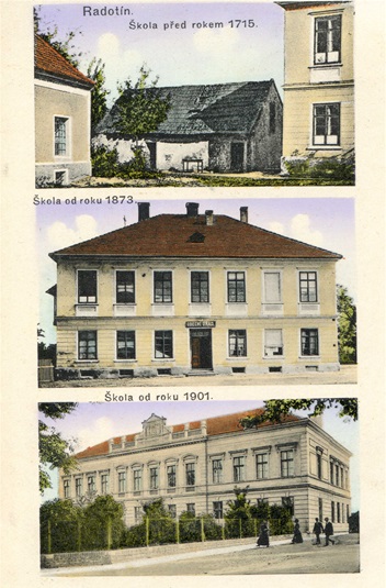 Nejstarší školní budovy v Radotíně, rok 1901
