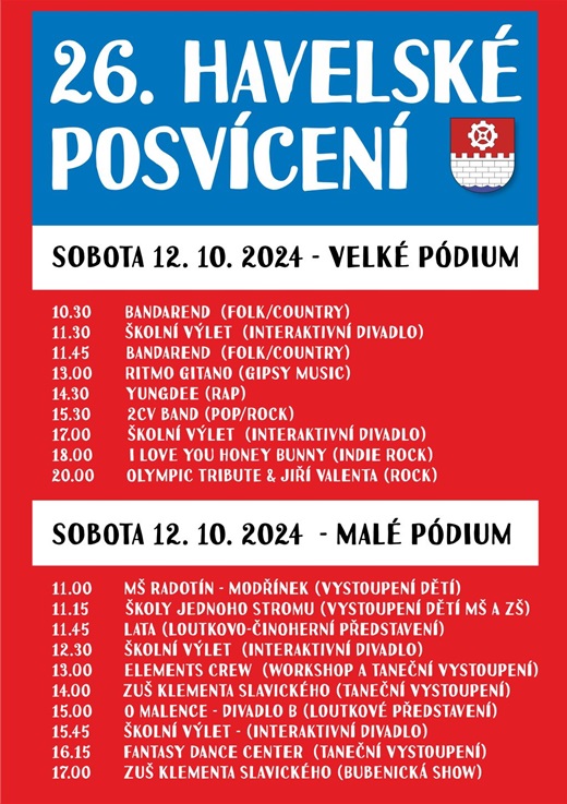 Program Havelského posvícení, 12. a 13. října 2024