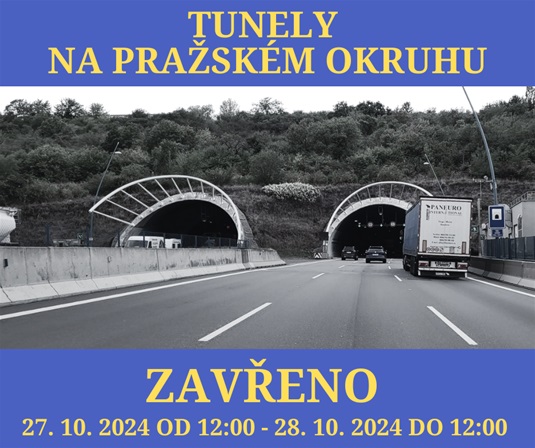 Uzavření tunelů 27. a 28. 10. 2024